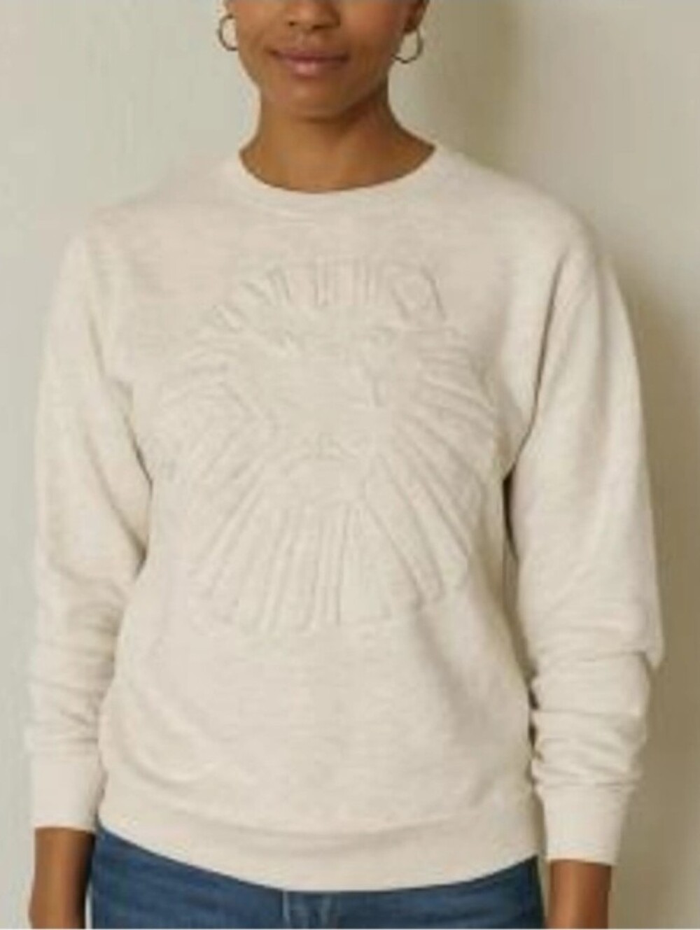 Disney Embossed Graphic Lion King Crew Neck Womens Sweatshirt Cream Size L NWOT